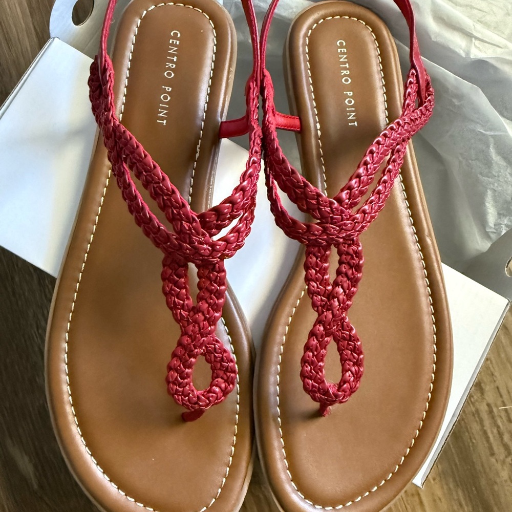 Red Braided Sandals